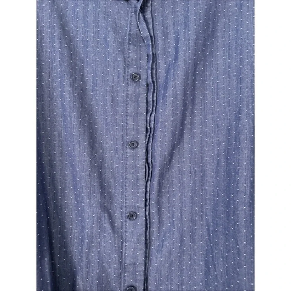 Banana Republic Mens L White Dots Soft Wash Standard‎ Fit  Button Shirt K1301